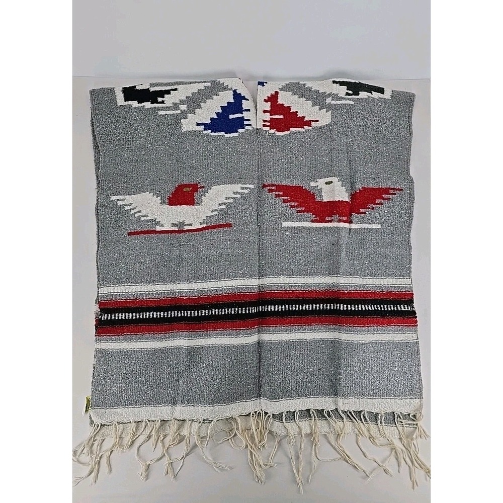 Blanket‎ Poncho Multi Striped Fringes Southwestern Heavy Duty - Frank's Textiles